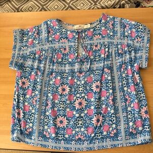 Floral Blue and Pink Blouse